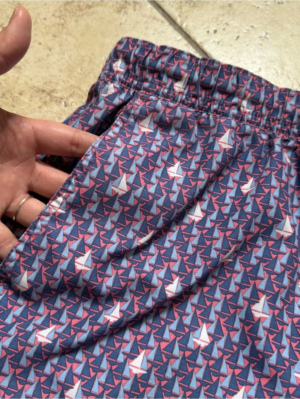 Vineyard Vines Navy, Pink & White Sailboat Print Swim Trunks